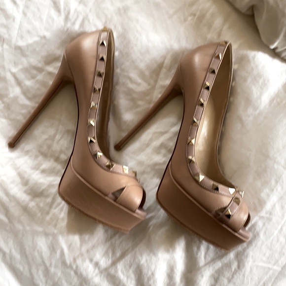 Valentino nude peep toe platform pump heel 39 - Picture 8 of 8